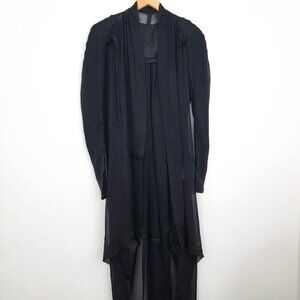 Rick Owens Sheer Black Silk Tulle Maxi Duster Cardigan 4 NWT